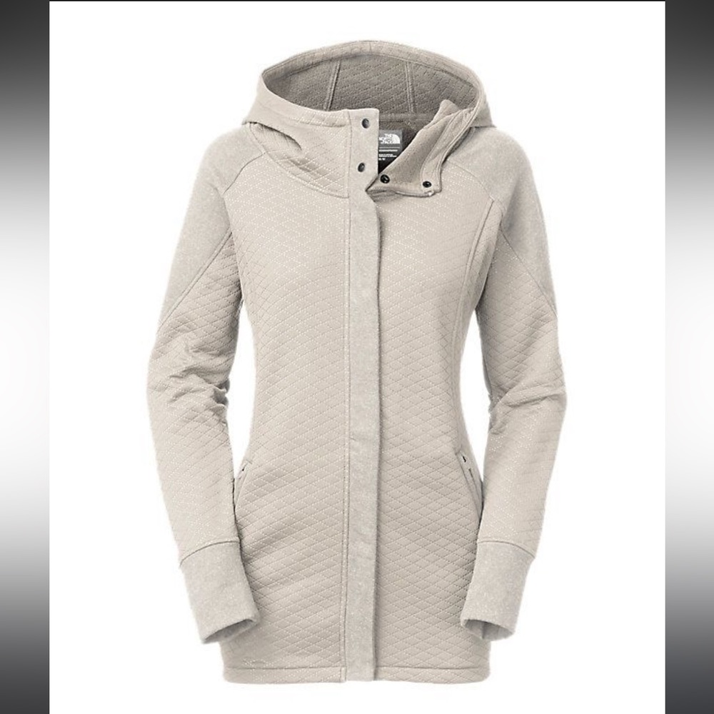 Northface Recover Up fleece hoodie. Lt beige/cream. Size Medium. EUC